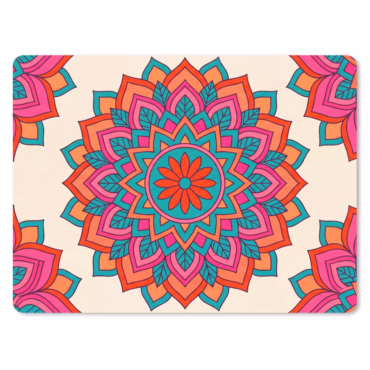 Mandala - Patroon - Abstract - Kleurrijk - Modern muismat rubber klein -3d