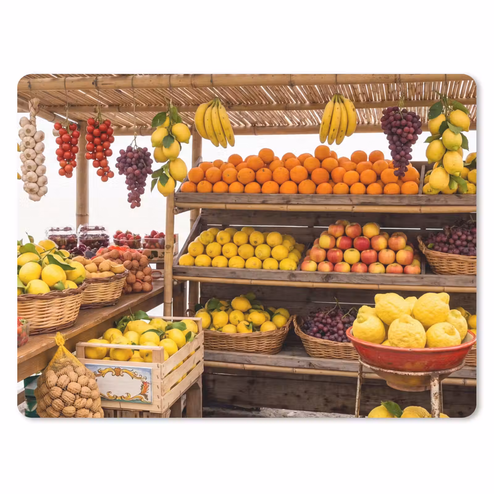 Mouse Pad - Market Stall - Fruit - Fresh - Marktkraam - Fruit - Vers muismat rubber klein