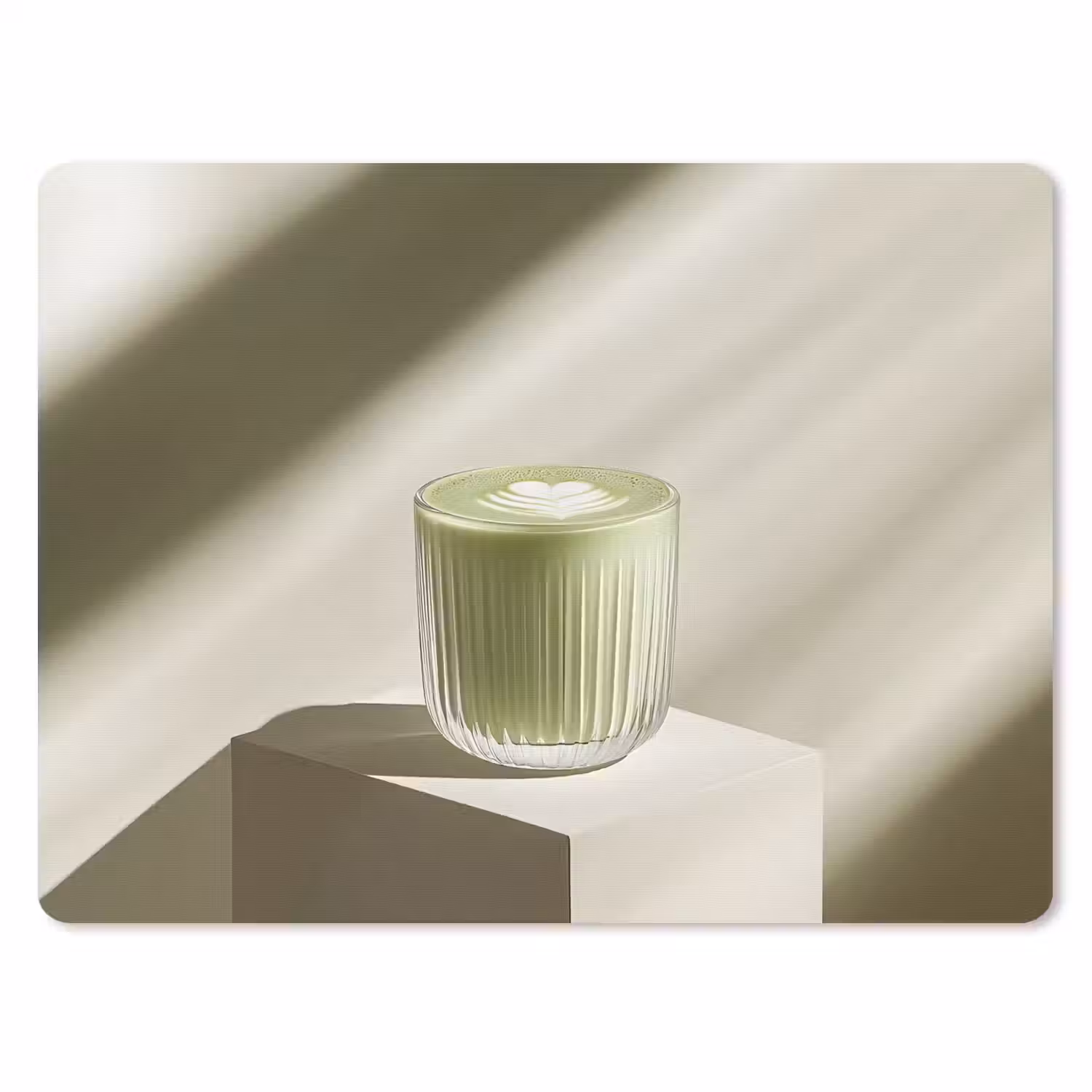 Matcha - Glas - Groen - Minimalistisch muismat rubber klein -3d