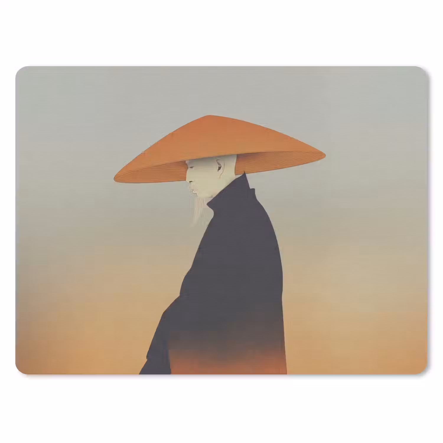 Minimalistisch - Silhouet - Oranje muismat rubber klein -3d