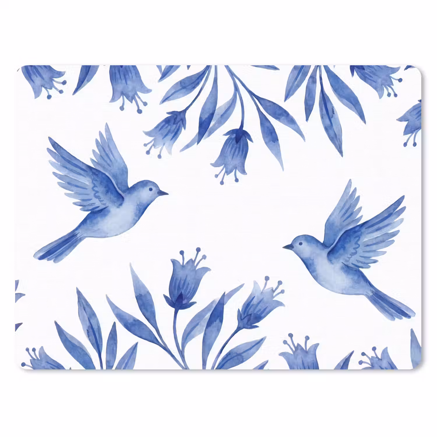 Modern - Vogels - Delfts - Blauw muismat rubber klein -3d