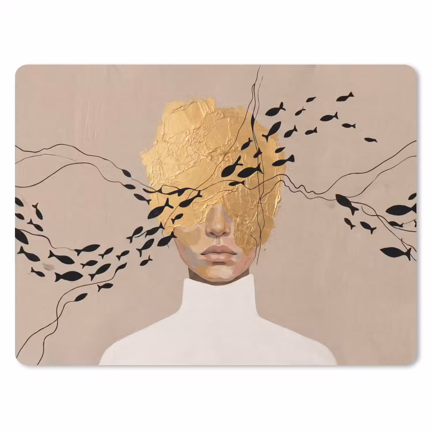 Modern - Vrouw - Goud muismat rubber klein -3d