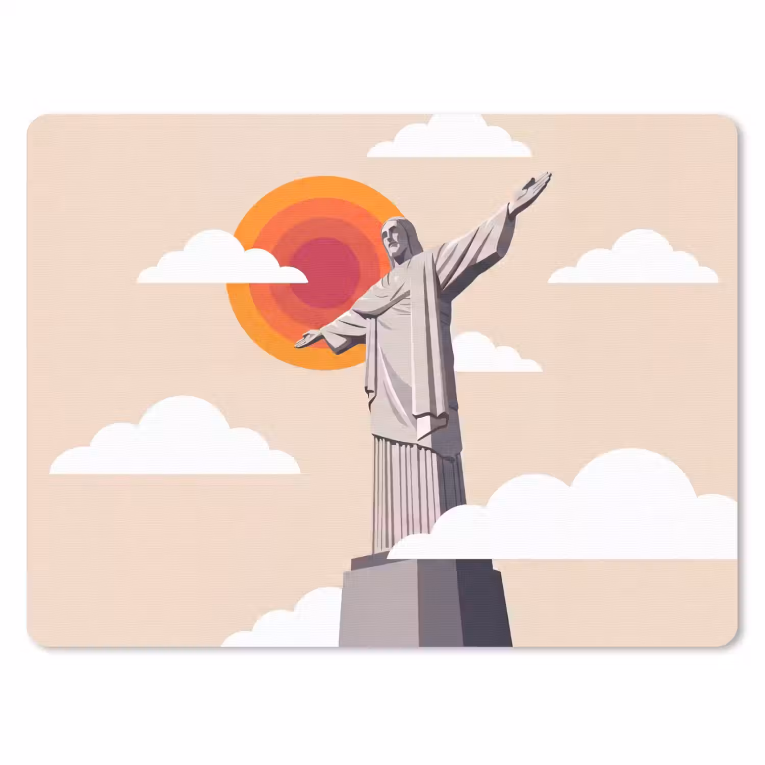 Monument - Stad - Zonsondergang - Minimalistisch - Oranje muismat rubber klein -3d