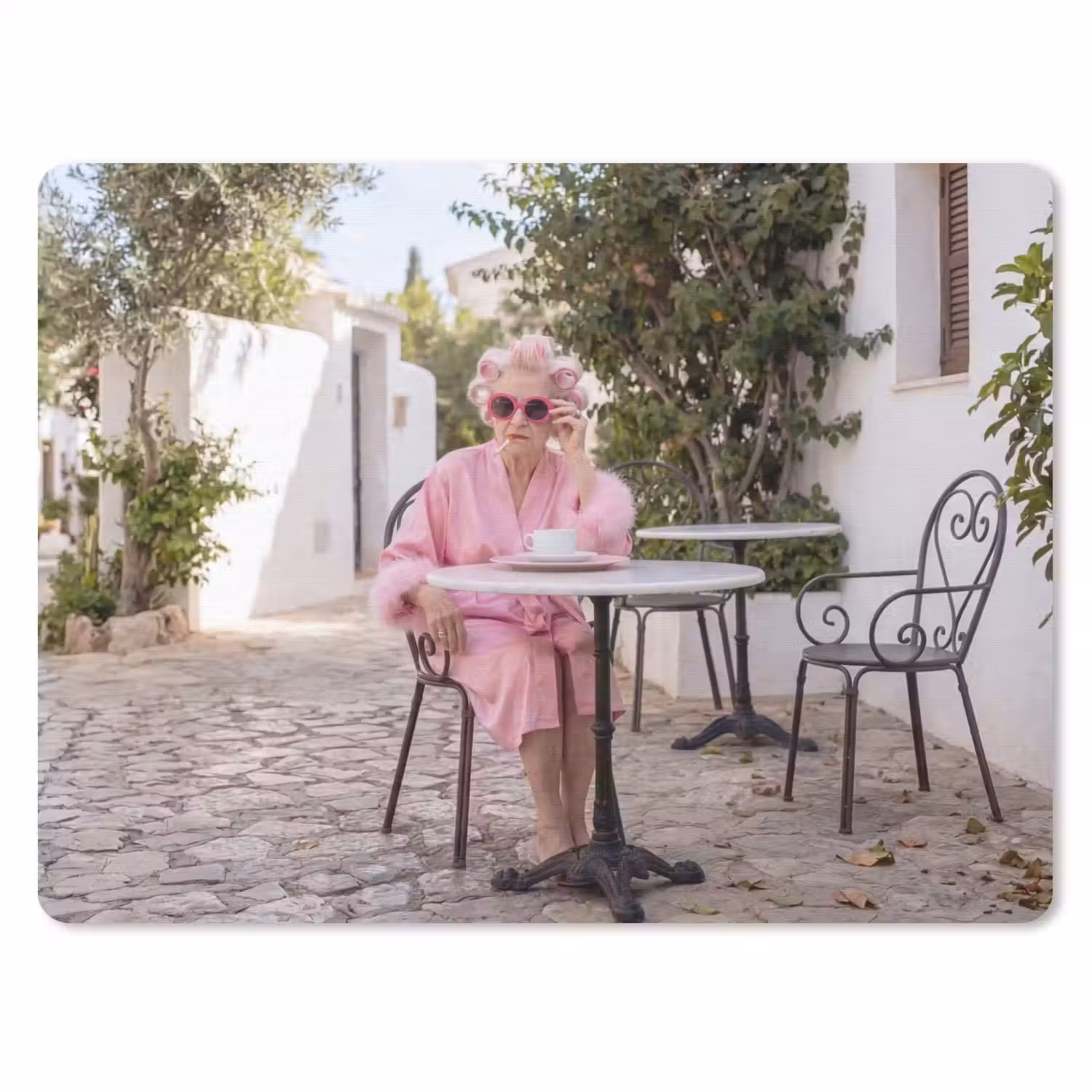 Ochtendjas - Krulspelden - Roze muismat rubber klein -3d