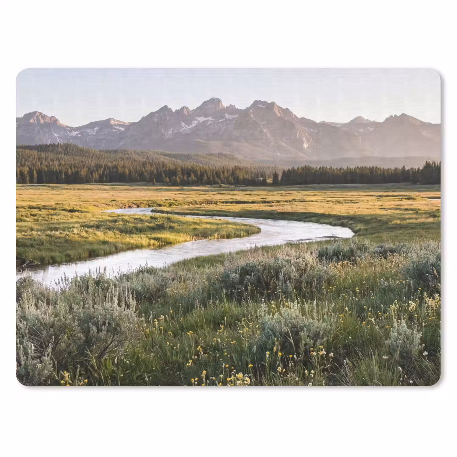 Berglandschap - Rivier - Bos muismat rubber klein -3d