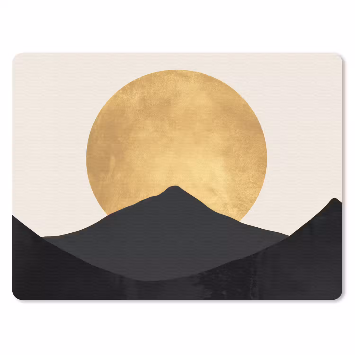 Bergsilhouetten - Gouden cirkel - Beige muismat rubber klein -3d