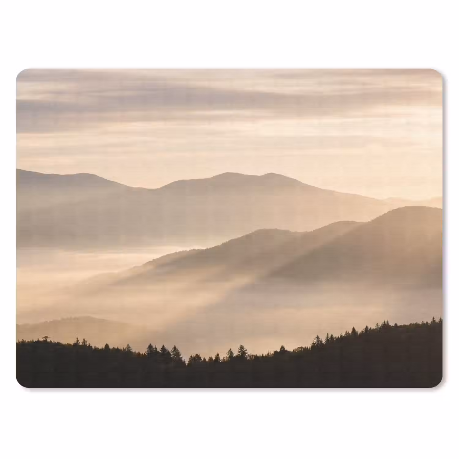 Bergen - Mist - Zonnestralen muismat rubber klein -3d