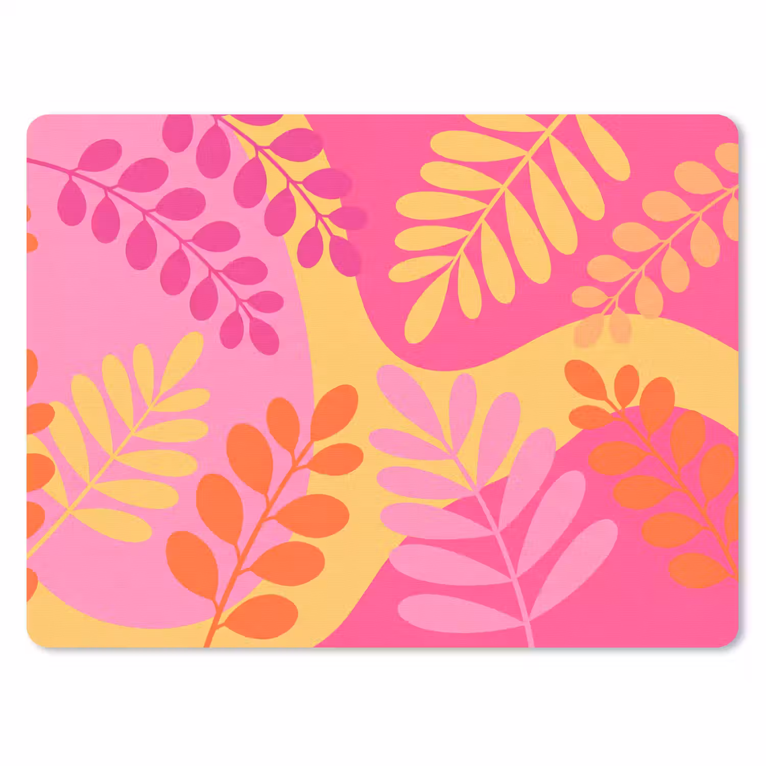 Natuur - Bladeren - Abstract - Roze - Geel muismat rubber klein -3d