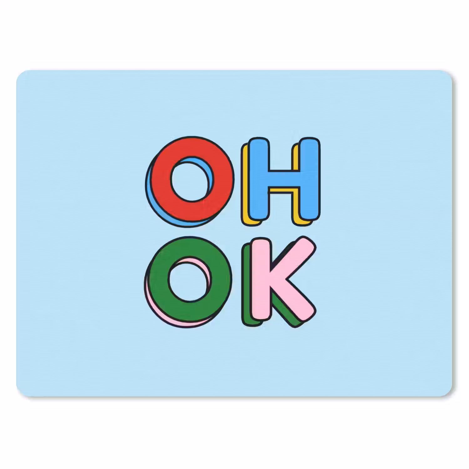 Oh ok - Blauw - Kleurrijk muismat rubber klein -3d