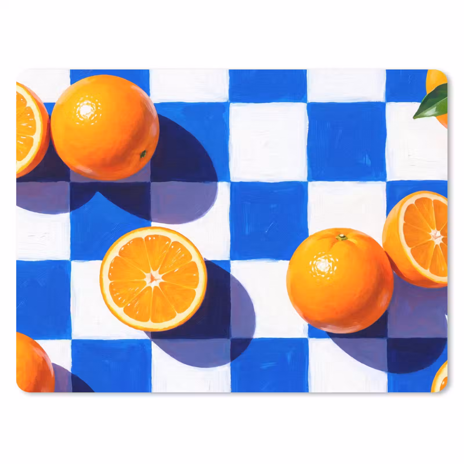 Mouse Pad - Orange - Checkered - Food - Sinaasappel - Geruit - Eten muismat rubber klein