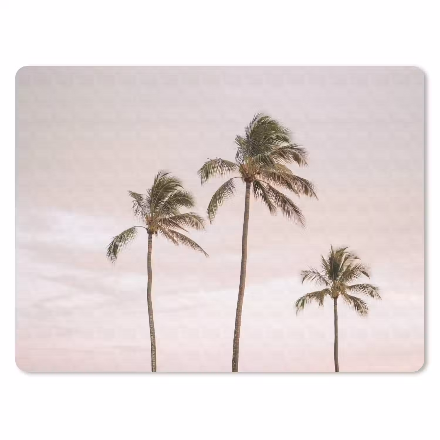 Palmbomen - Zonsondergang - Roze muismat rubber klein -3d