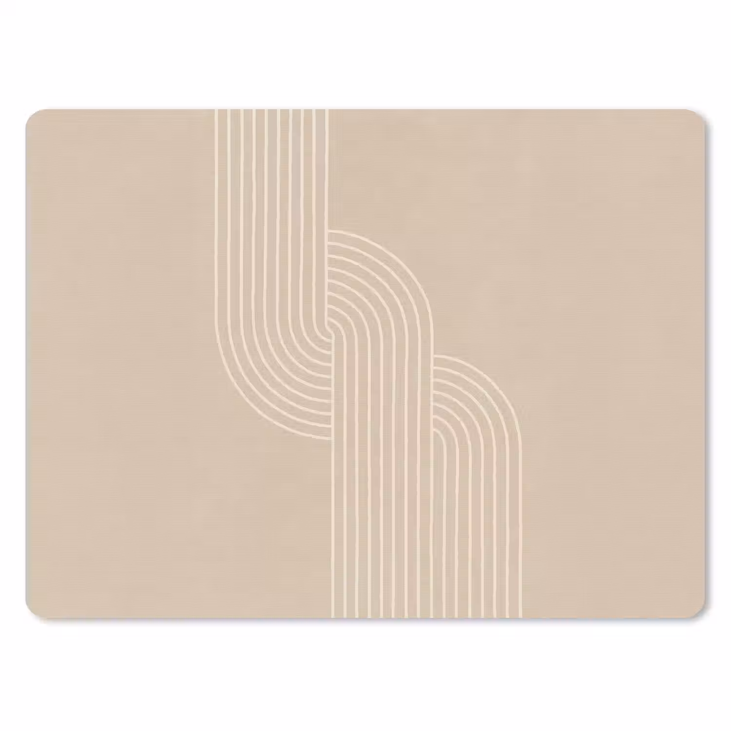 Parallelle lijnen - Lichte textuur - Beige muismat rubber klein -3d