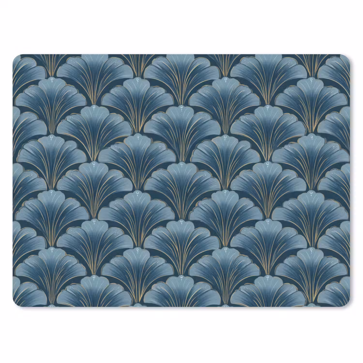 Patroon - Ginkgoblad - Blauw muismat rubber klein 262 -3d