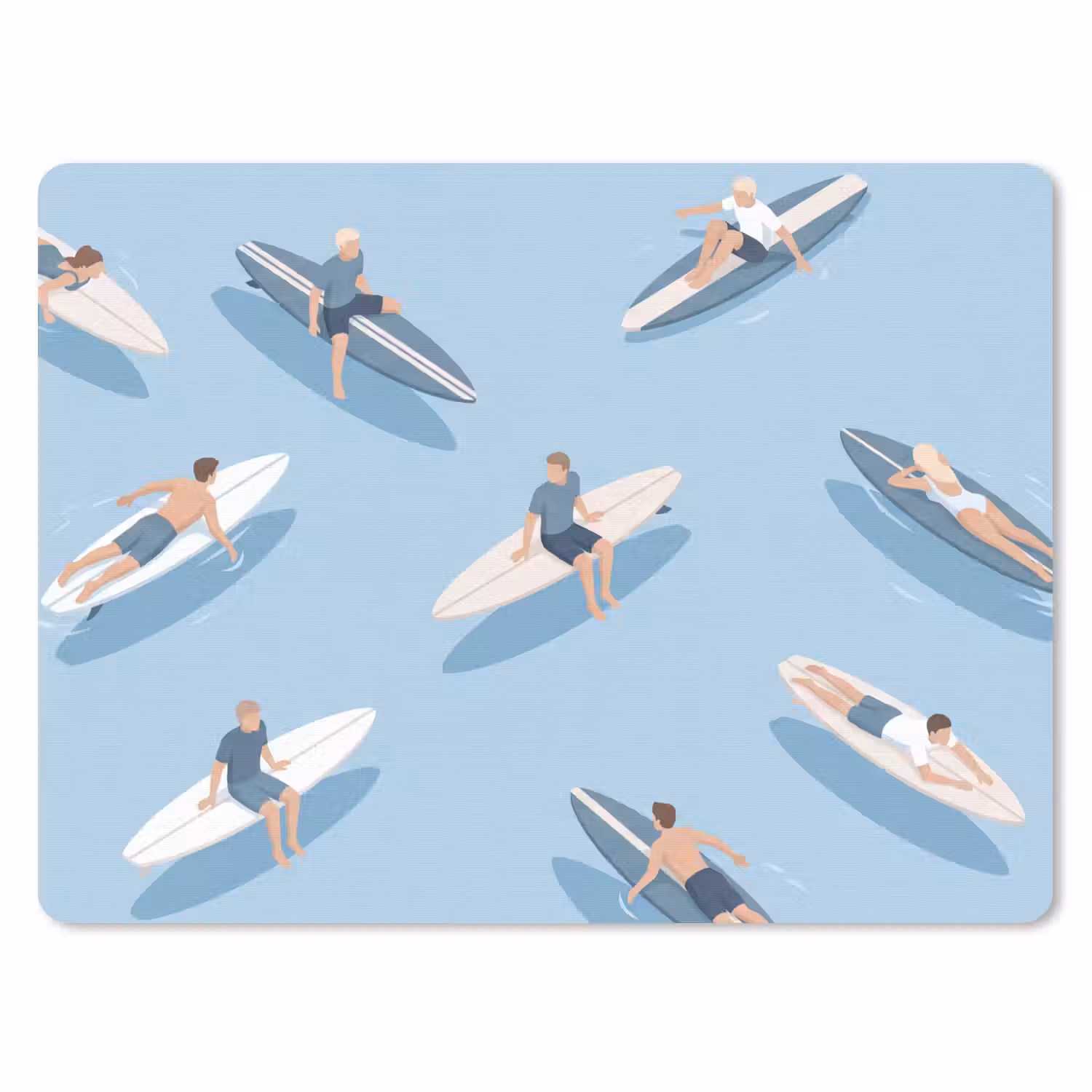 Mensen - Surfen - Water - Zomer - Illustratie muismat rubber klein -3d