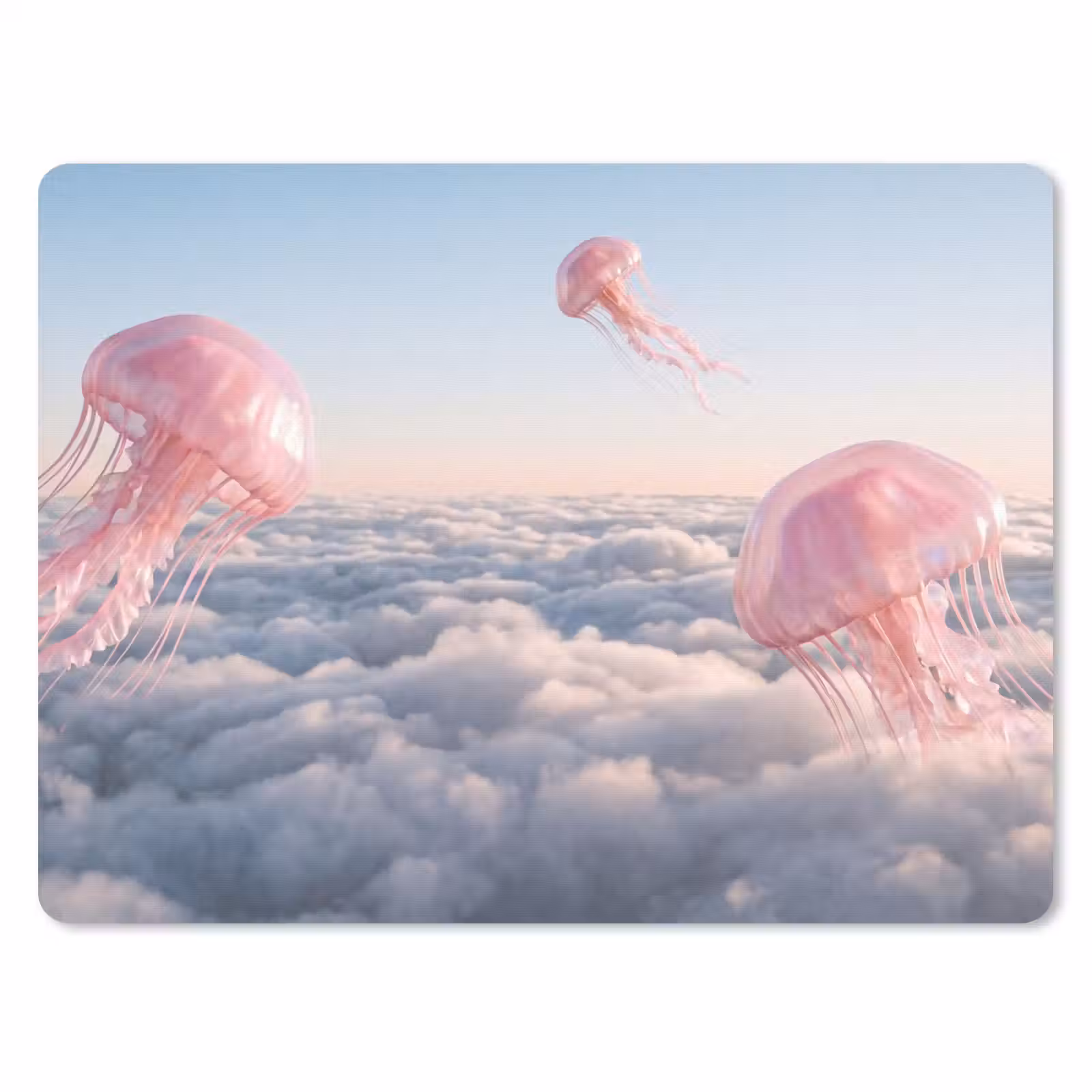 Mouse Pad - Pink Animal - Clouds - Roze dier - Wolken muismat rubber klein