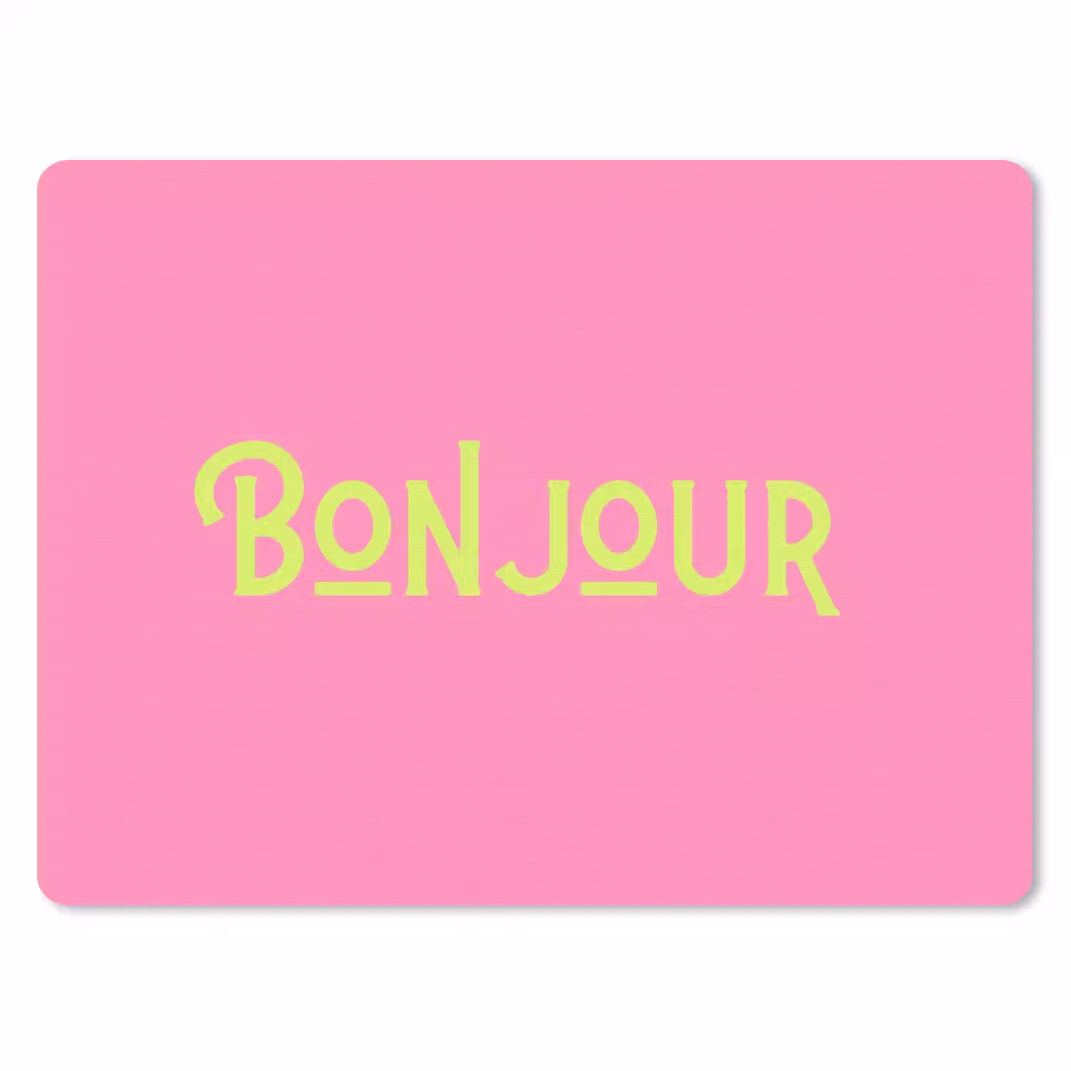 Roze - Groene Bonjour - art-deco muismat rubber klein -3d