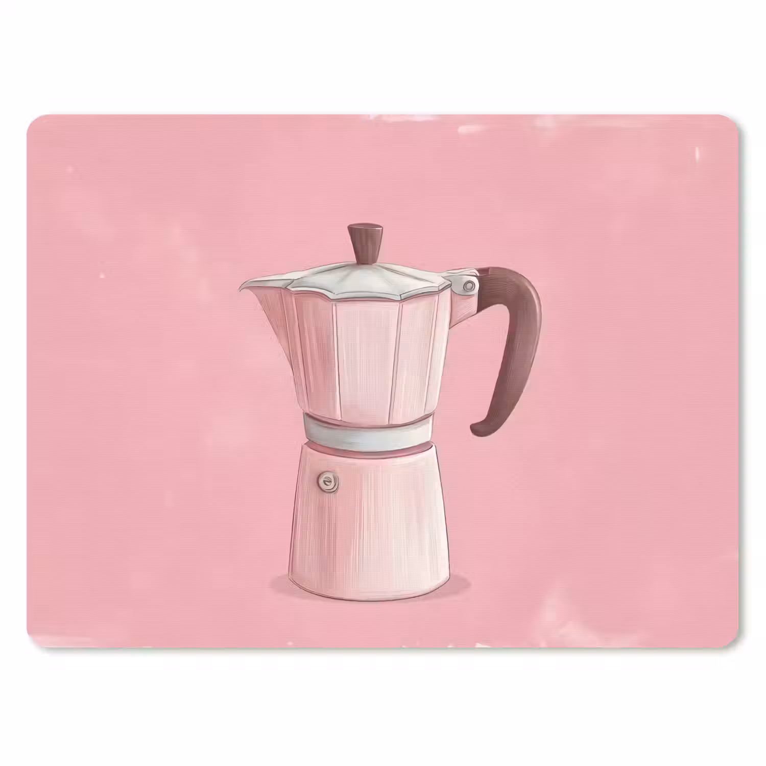 Roze - Mokkapot - Illustratie - Koffie muismat rubber klein -3d