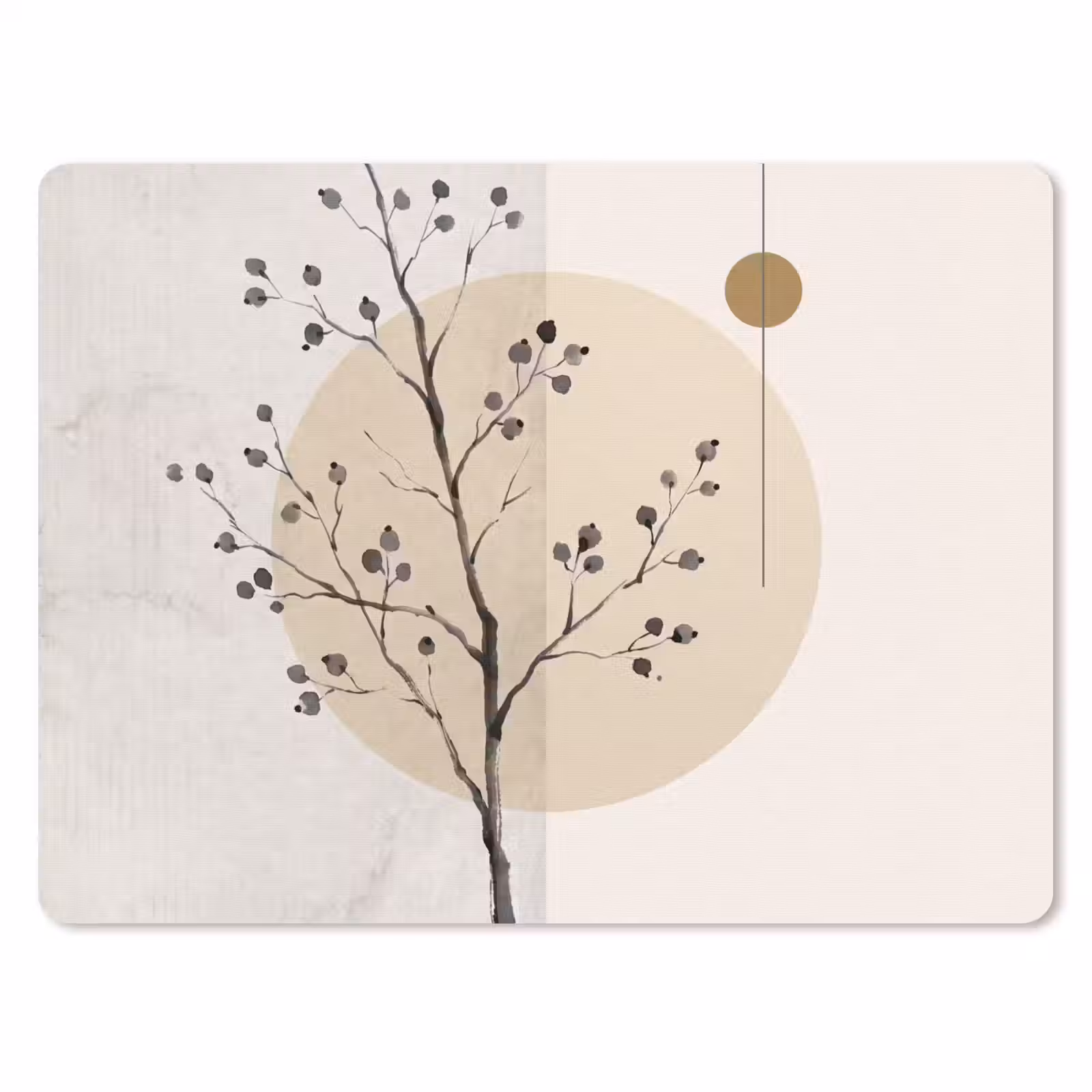 Mouse Pad - Plant - Abstract - Beige - Plant - Abstract - Beige muismat rubber klein