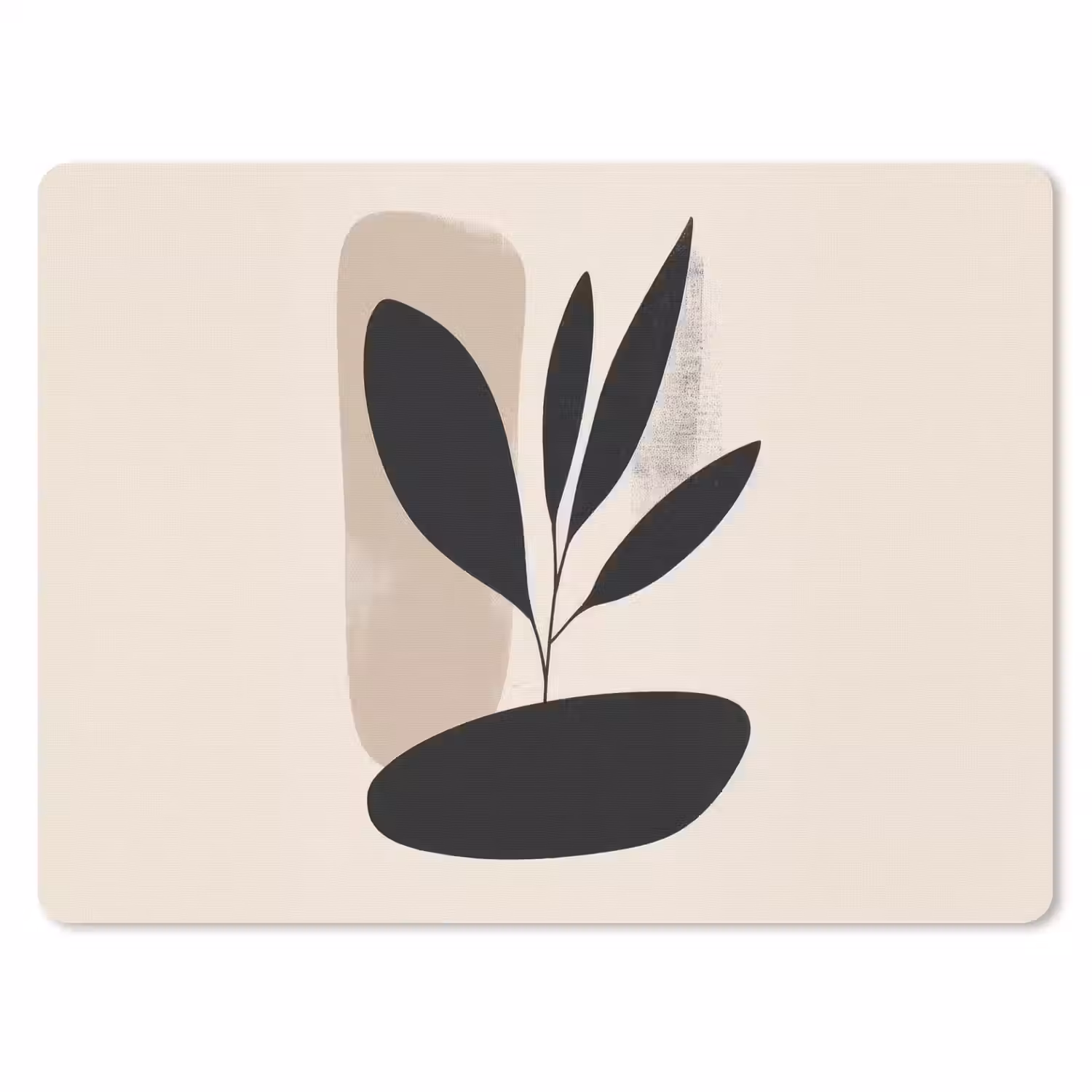 Plant - Beige - Japandi muismat rubber klein -3d
