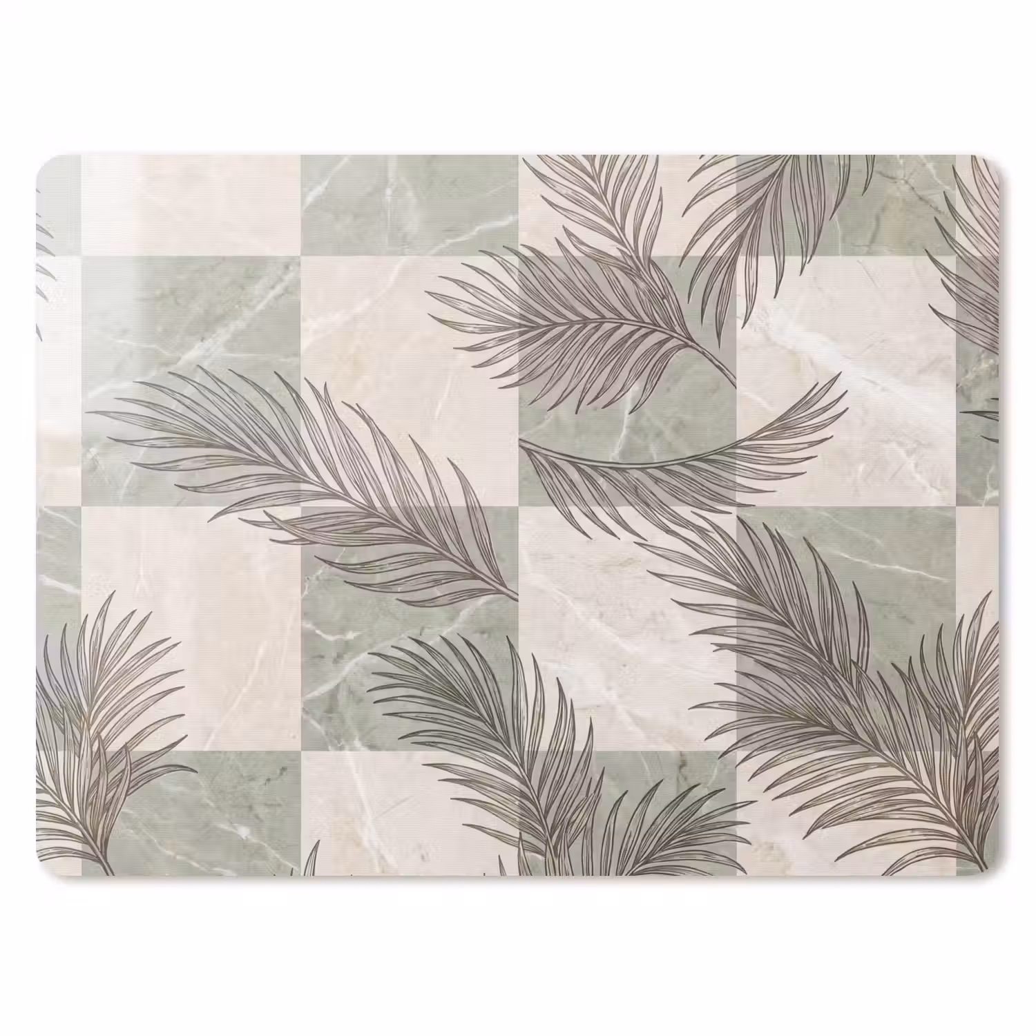Planten - Bladeren - Marmer - Modern - Groen muismat rubber klein -3d