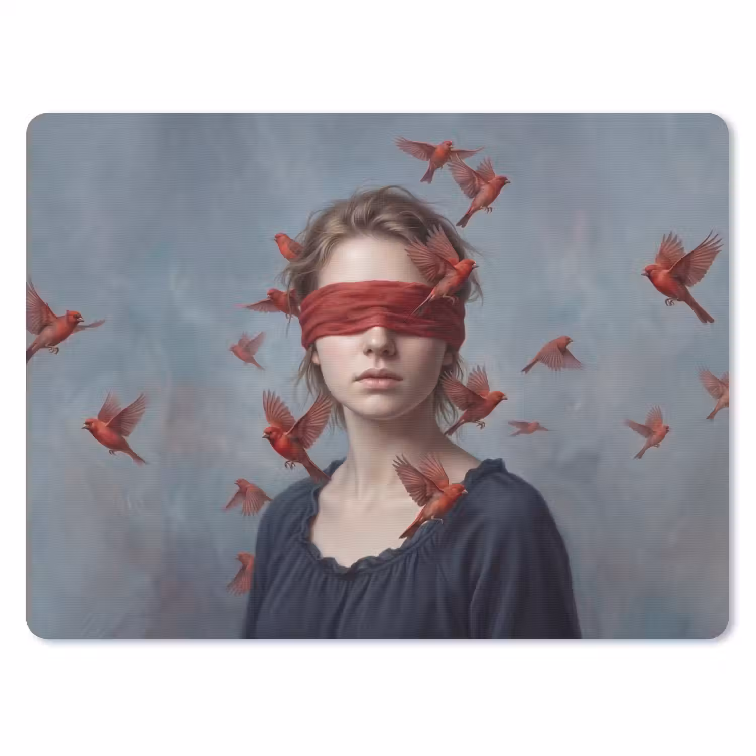 Portret - Krachtig - Rood muismat rubber klein -3d