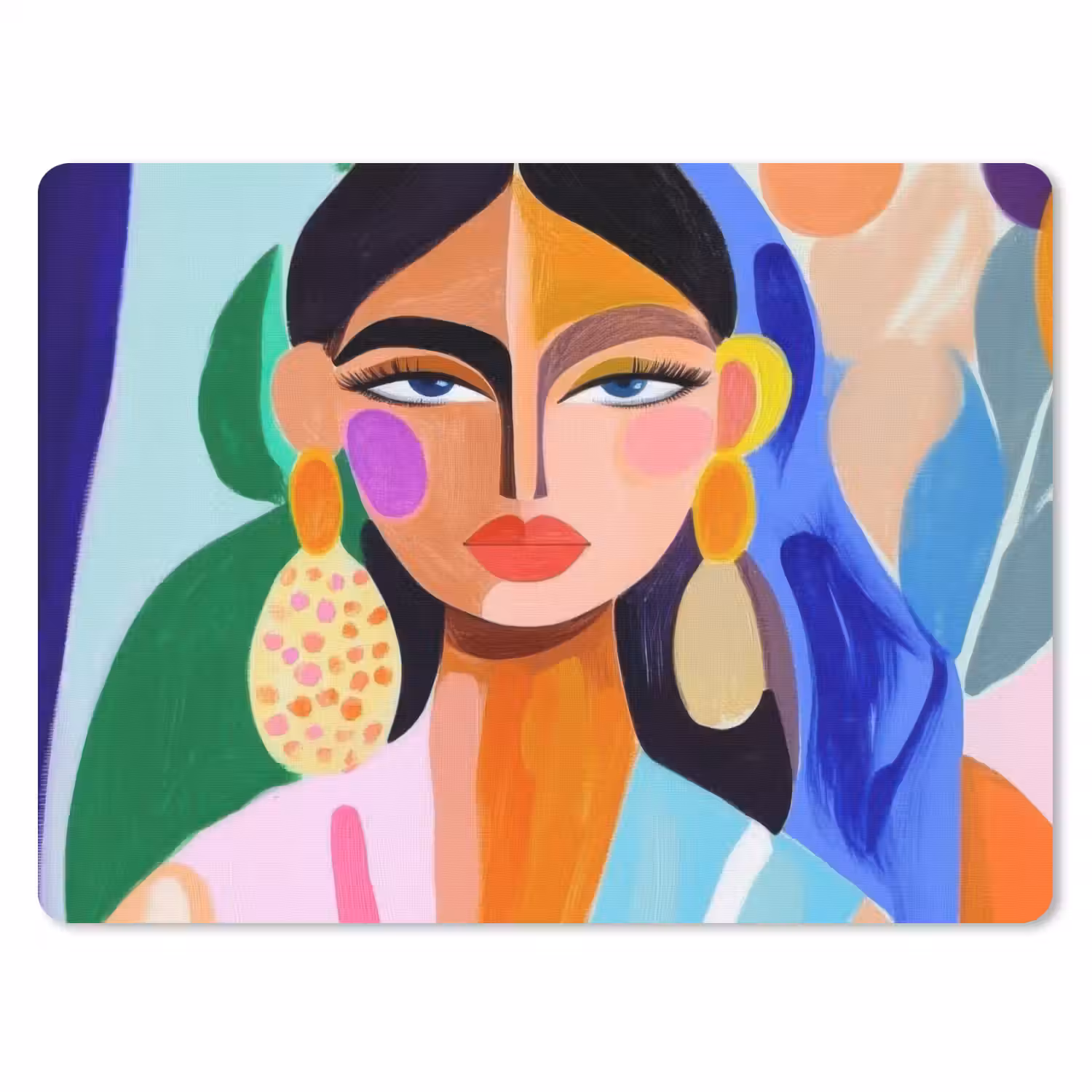 Portret - Vrouw - Modern muismat rubber klein -3d