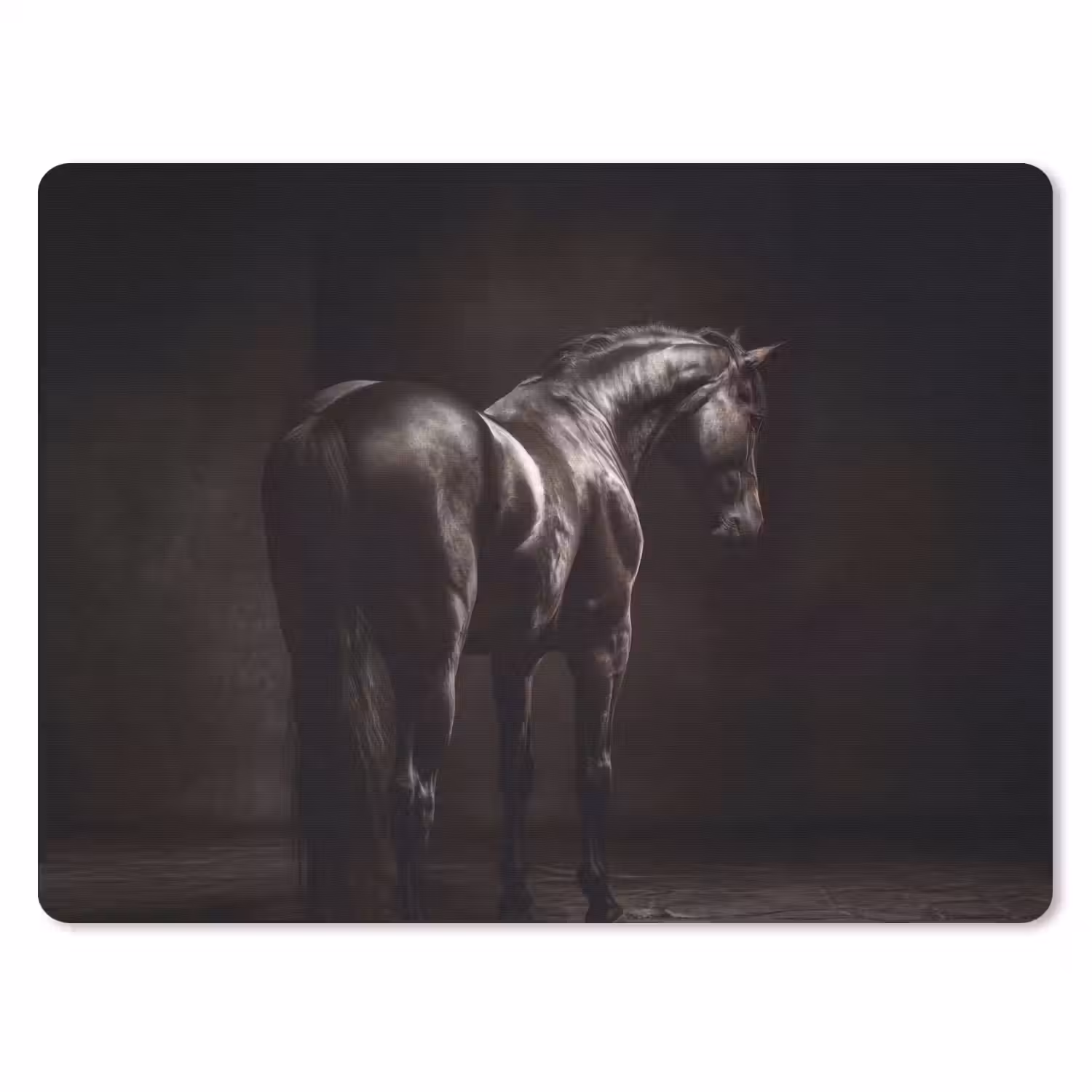 Krachtig - Paard - Donker muismat rubber klein -3d
