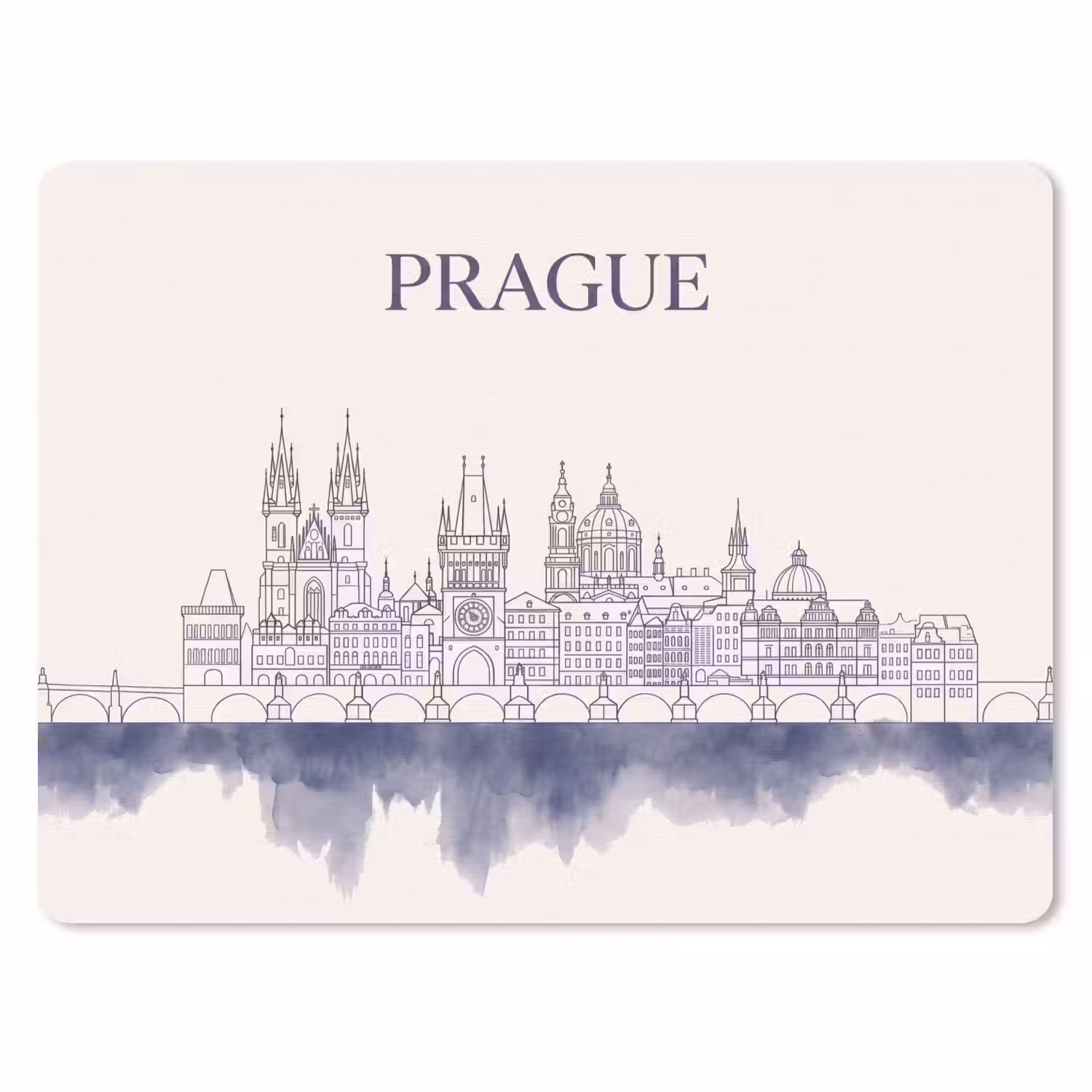 Praag - Skyline - Architectuur - Blauw muismat rubber klein -3d