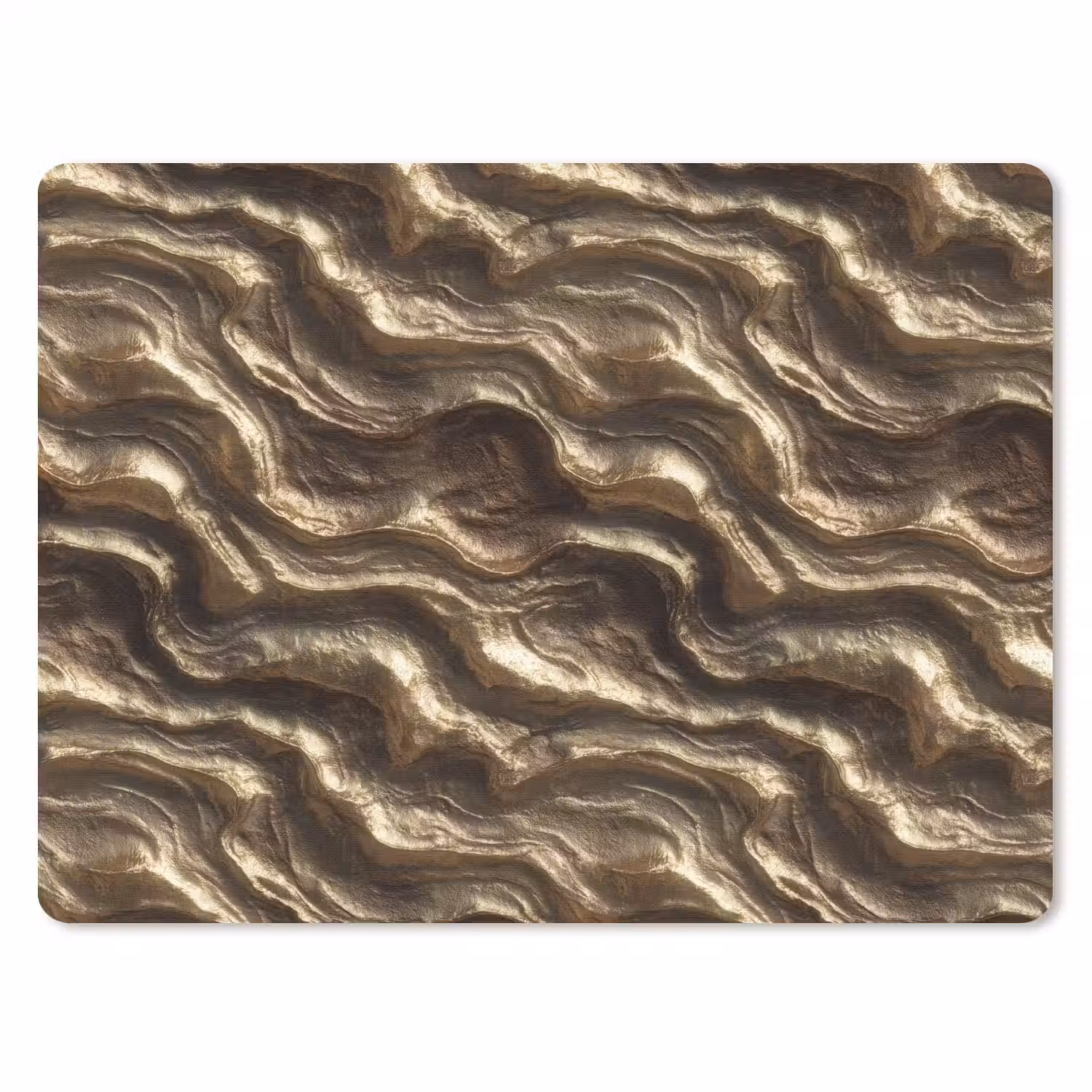 Reliëf - Golven - Abstract - Bronsgoud muismat rubber klein 262 -3d