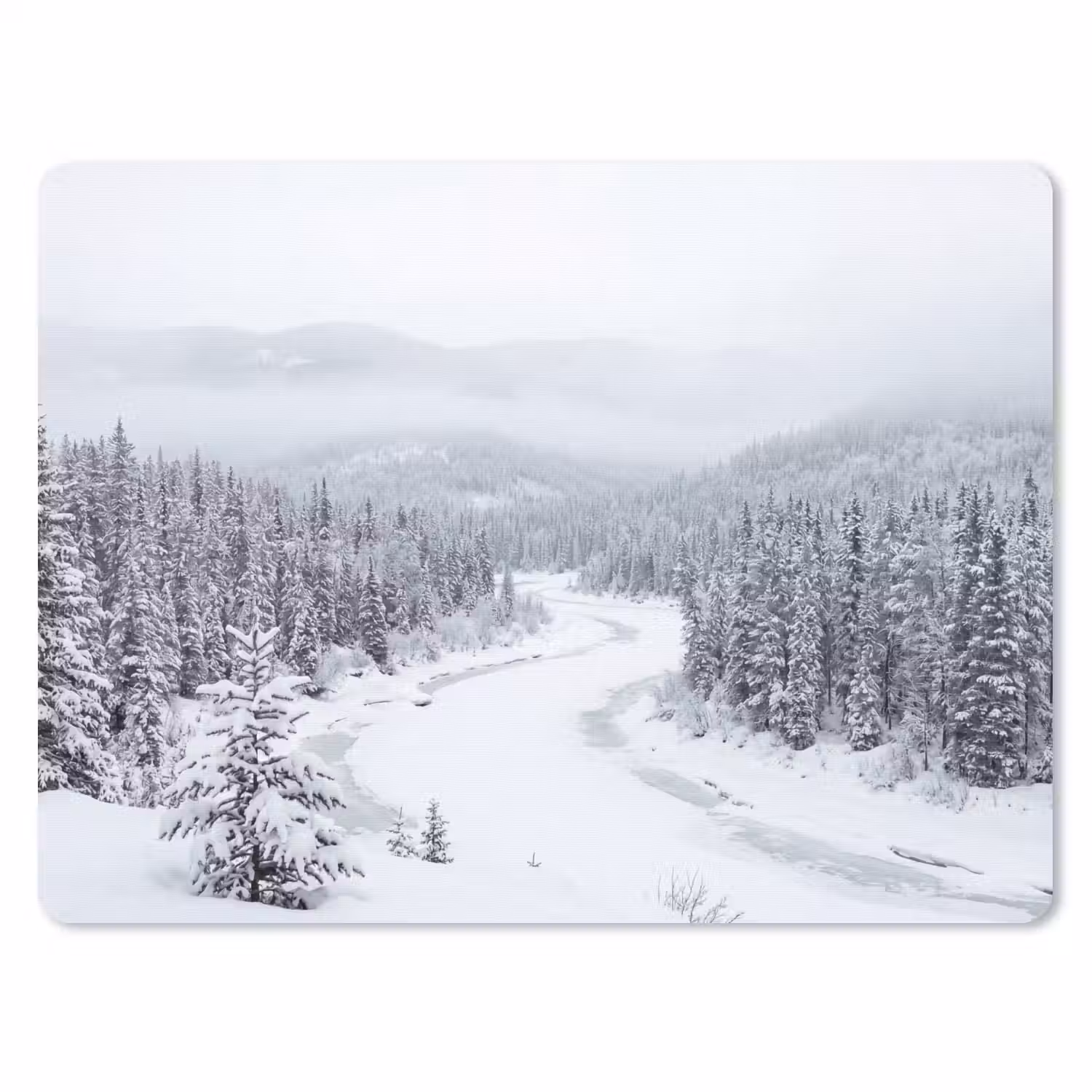 Rivier - Bevroren - Landschap - Winter muismat rubber klein -3d