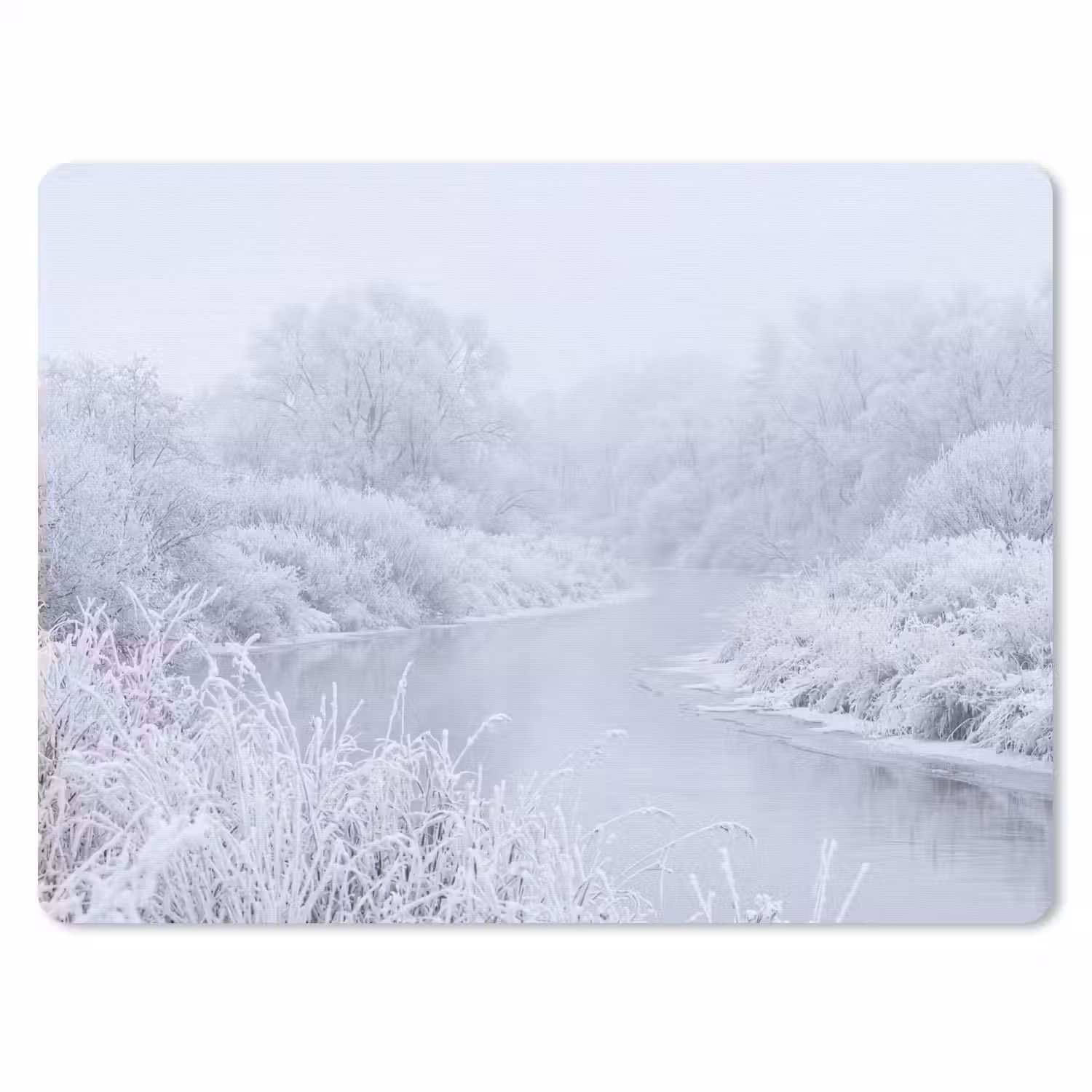 Rivier - Sneeuw - Bos - Winter - Schilderachtig muismat rubber klein -3d