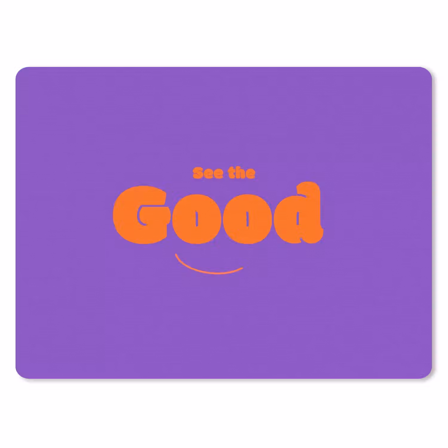 See the good - Oranje - Paars - Smiley muismat rubber klein -3d