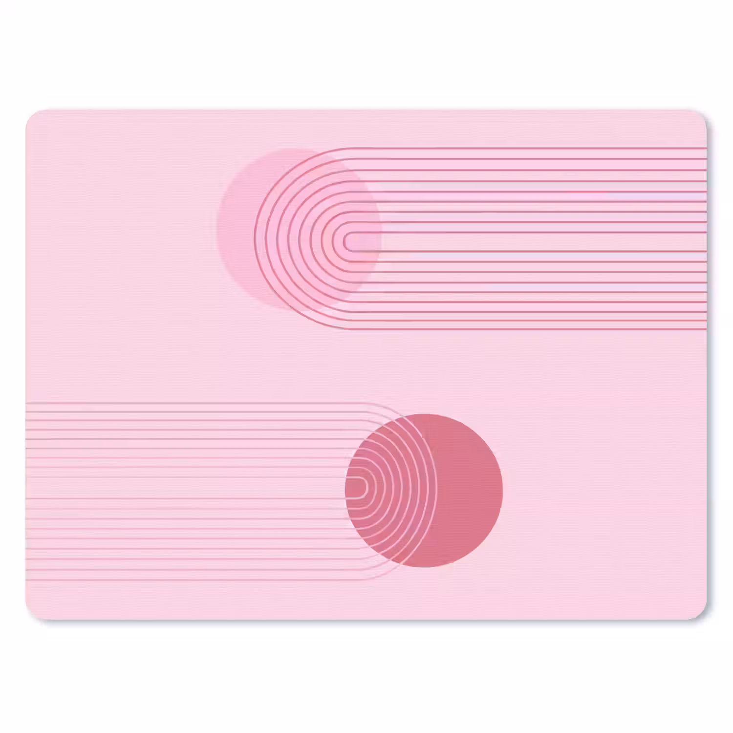 Vormen - Lijnen - Minimalistisch - Roze muismat rubber klein -3d