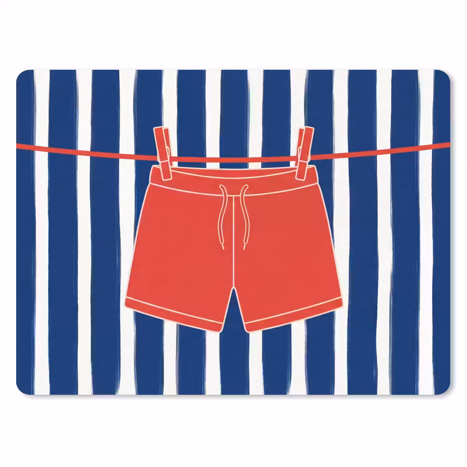 Shorts - Waslijn - Zomer - Illustratie - Rood muismat rubber klein -3d