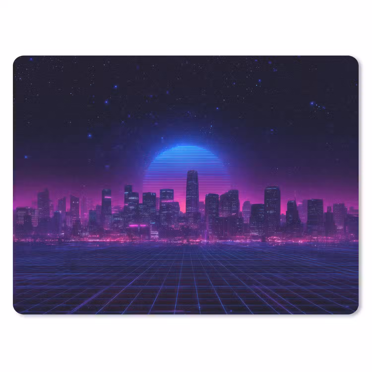 Skyline - Zon - Neon - Rasterpatroon muismat rubber klein -3d