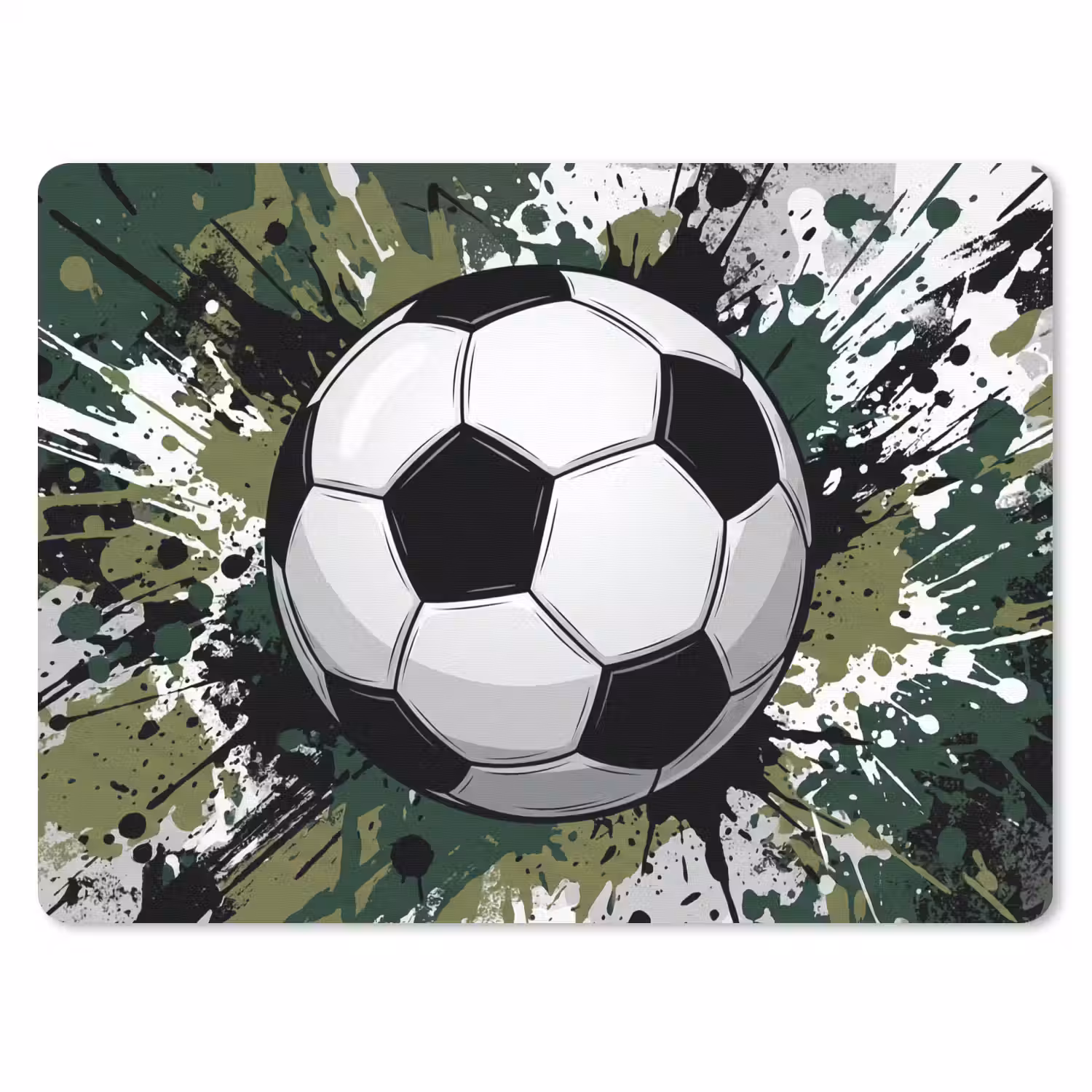 Voetbal - Verf - Spetters - Groen muismat rubber klein -3d