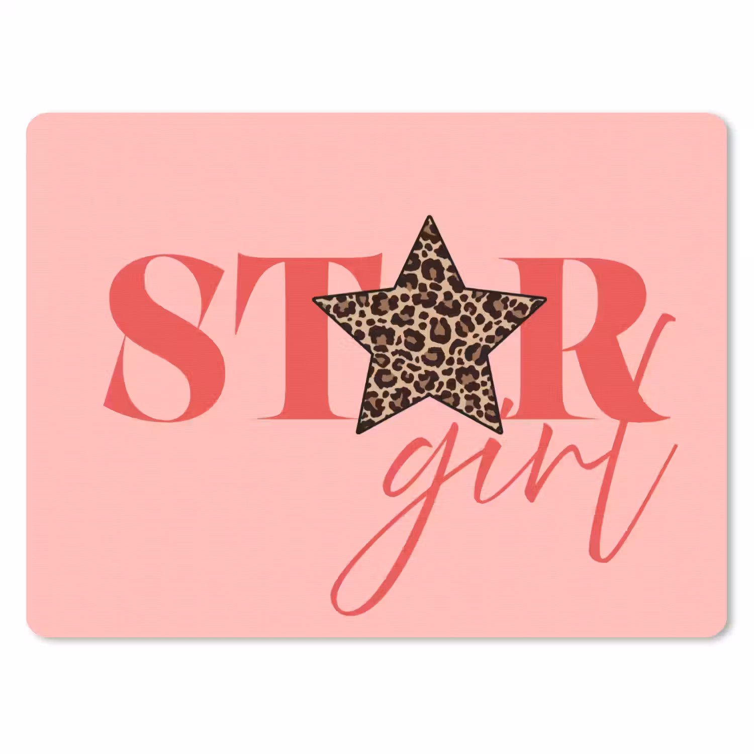Star girl - Roze - Panter - Ster muismat rubber klein -3d