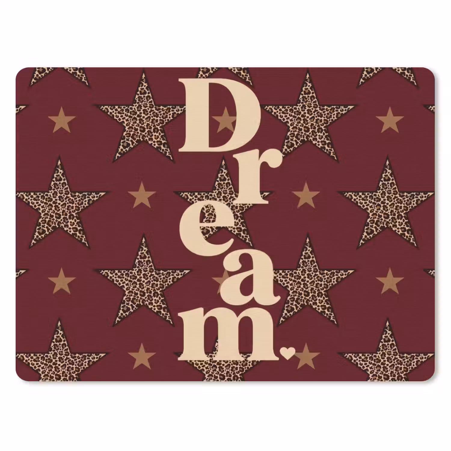 Sterren - Luipaardprint - Dream - Bordeaux muismat rubber klein -3d
