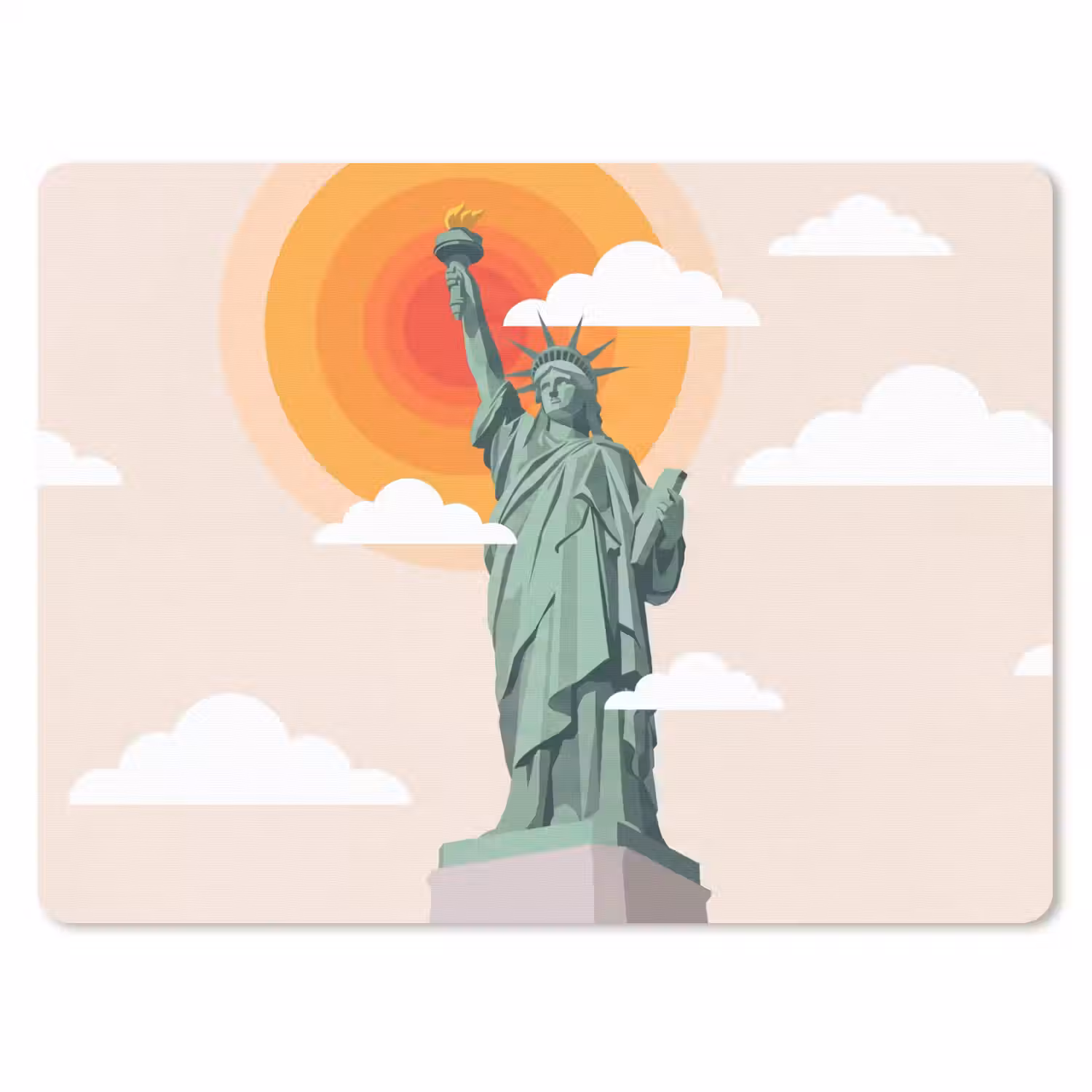 Vrijheidsbeeld - New York - Zon - Modern muismat rubber klein -3d