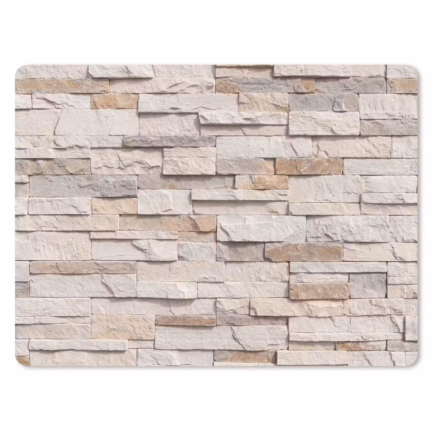 Steen - Muur - Textuur - Rustiek - Beige muismat rubber klein -3d