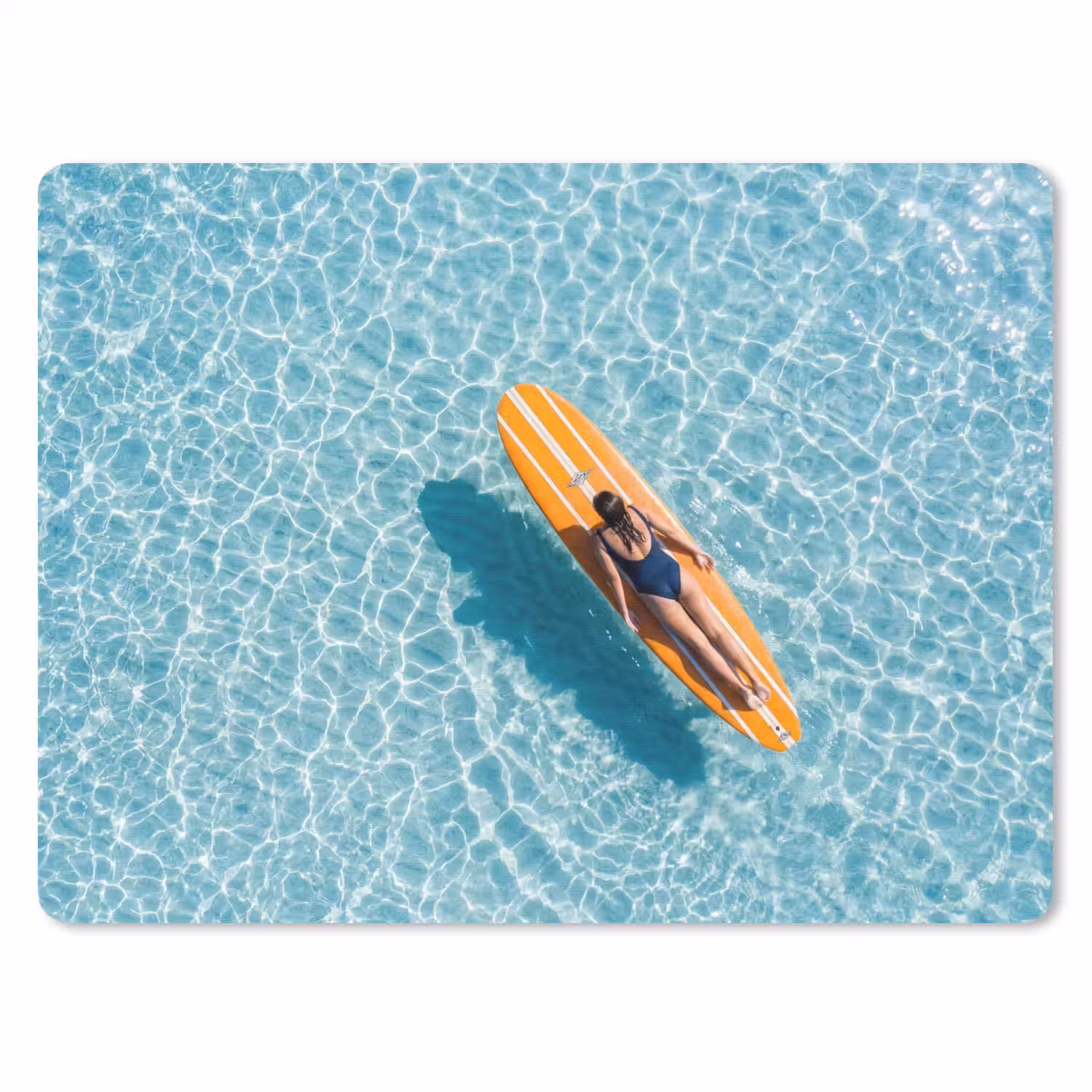 Surfboard - Water - Badpak - Oranje muismat rubber klein -3d