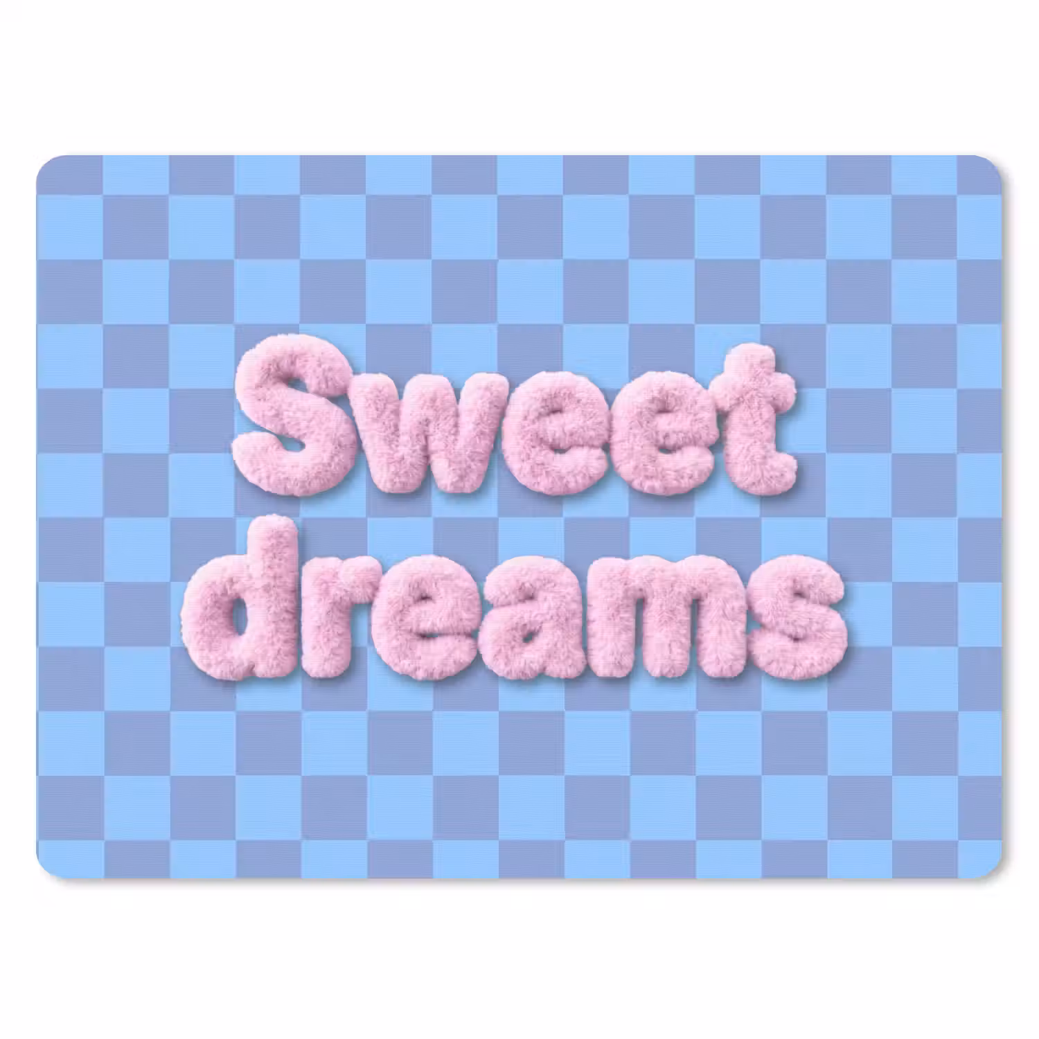 Sweet dreams - Vierkanten - Roze - Blauw muismat rubber klein -3d