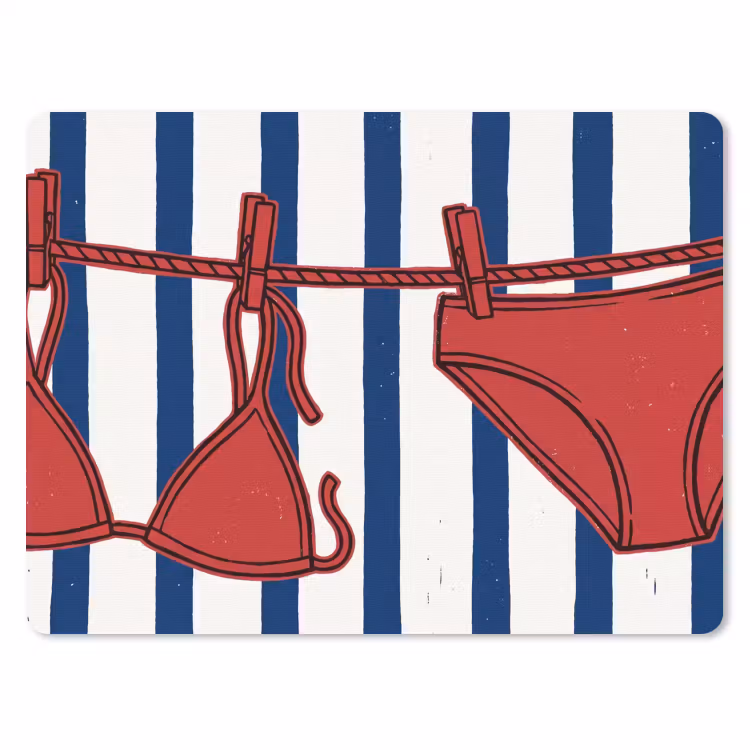 Badkleding - Waslijn - Zomer - Illustratie - Rood muismat rubber klein -3d