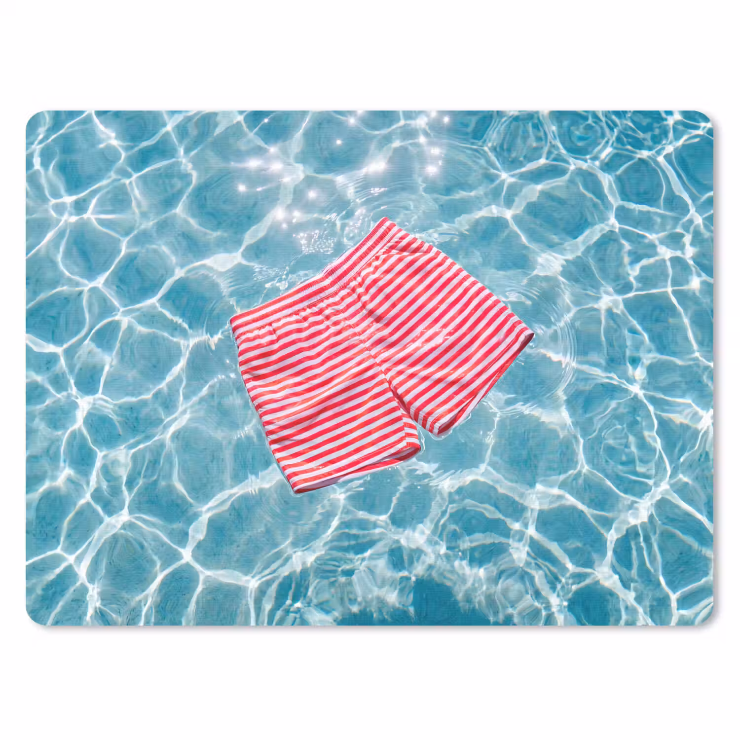 Zwemkleding - Gestreept - Water - Zomer - Rood-wit muismat rubber klein -3d