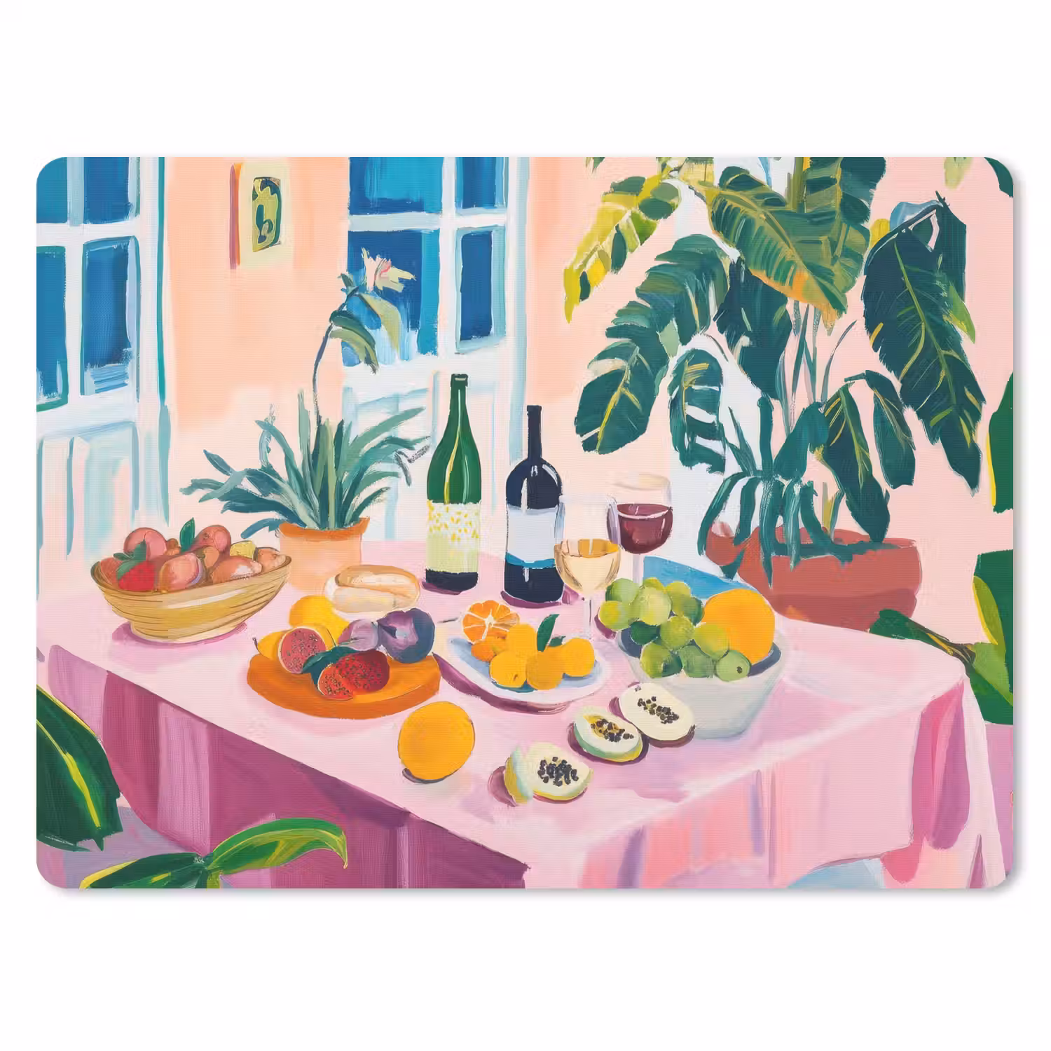Tafel - Wijn - Fruit muismat rubber klein -3d