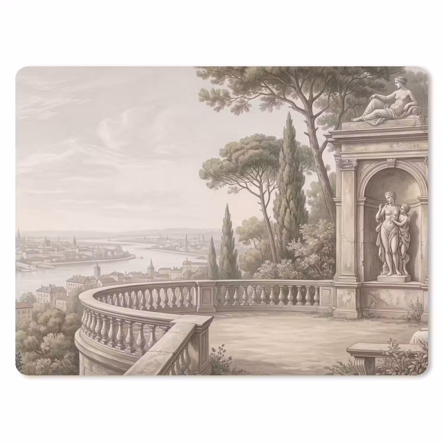 Terras - Stad - Uitzicht - Rivier muismat rubber klein -3d