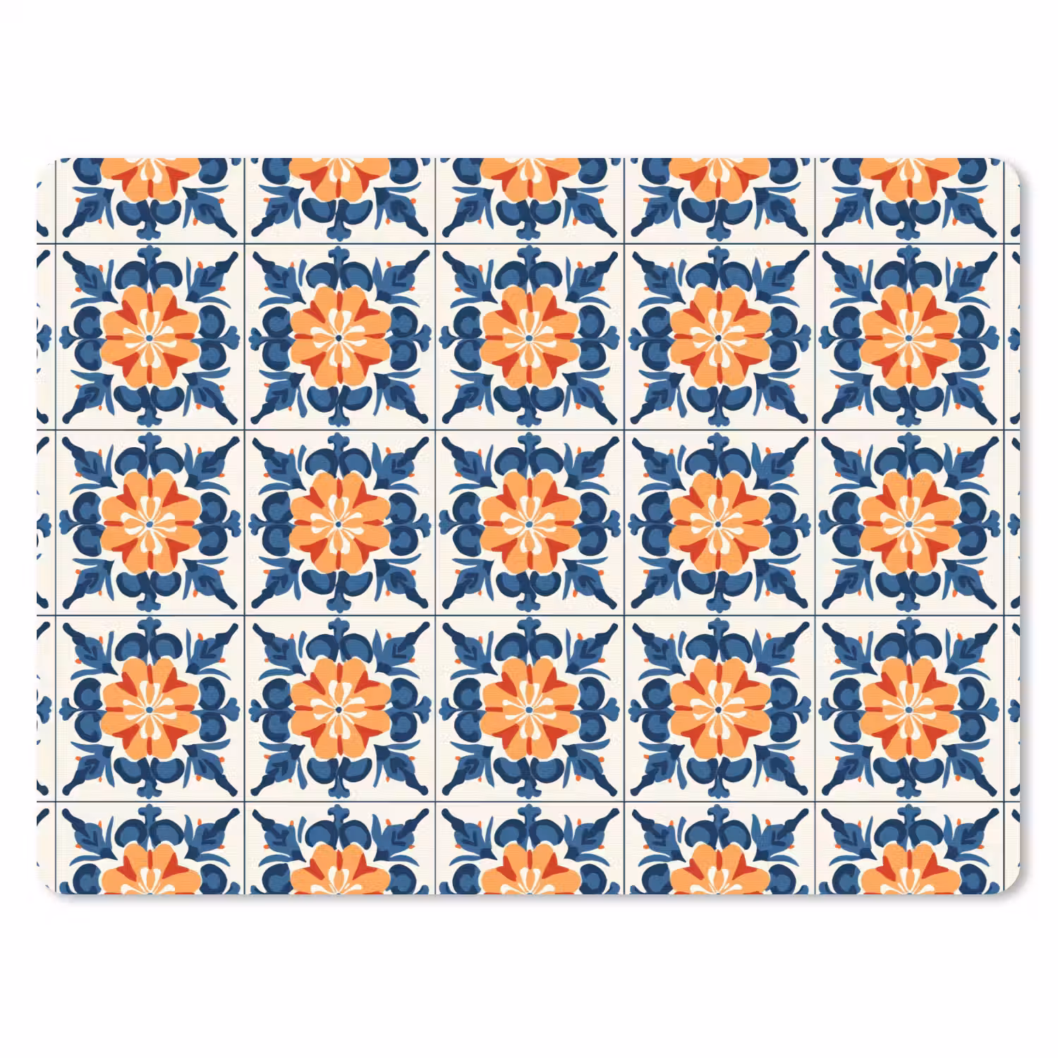 Traditioneel - Tegel - Oranje muismat rubber klein 262 -3d
