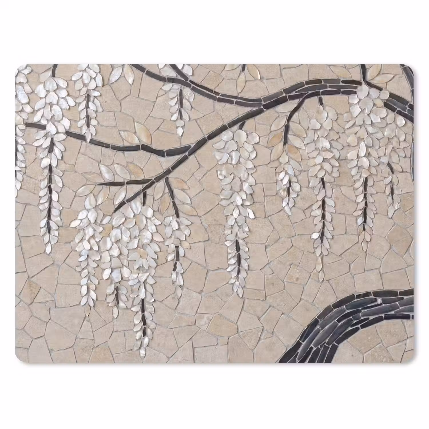 Boom - Bloemen - Mozaïek - Kunst - Wit muismat rubber klein -3d
