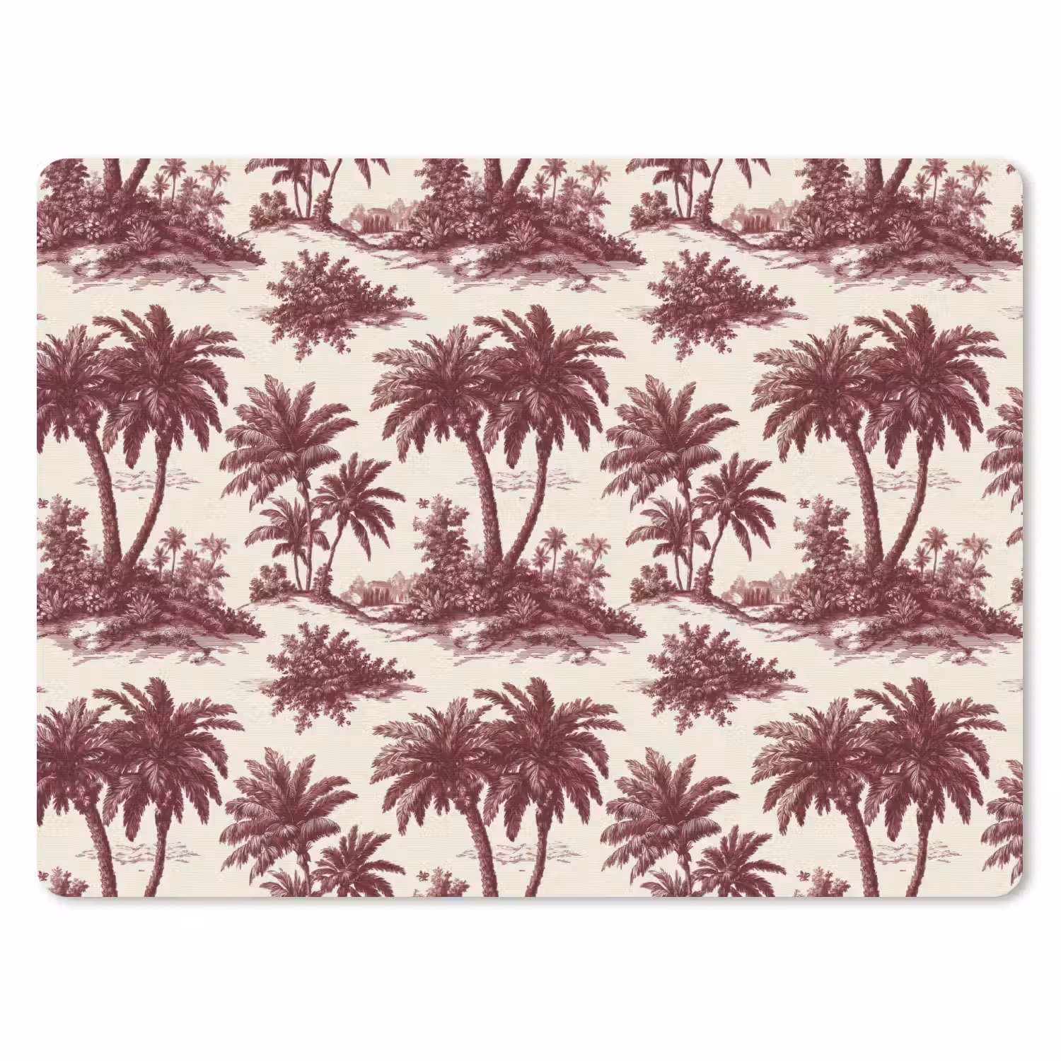 Tropisch - Geometrisch - Bordeauxrood muismat rubber klein 262 -3d