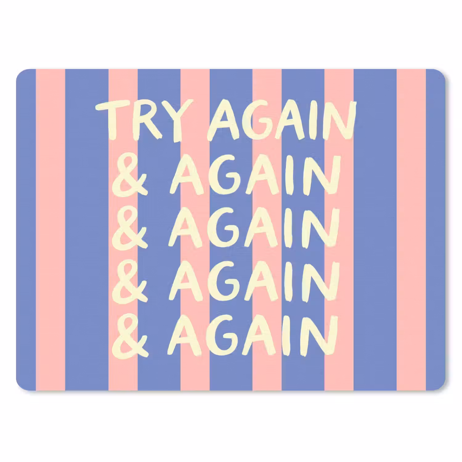Try again - Strepen - Roze - Verticaal - Blauw muismat rubber klein -3d